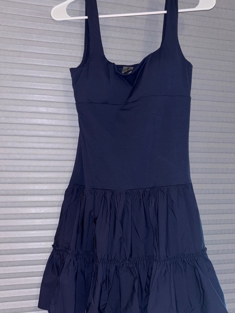 Navy Sleeveless Ruffled Hem Tennis Dress